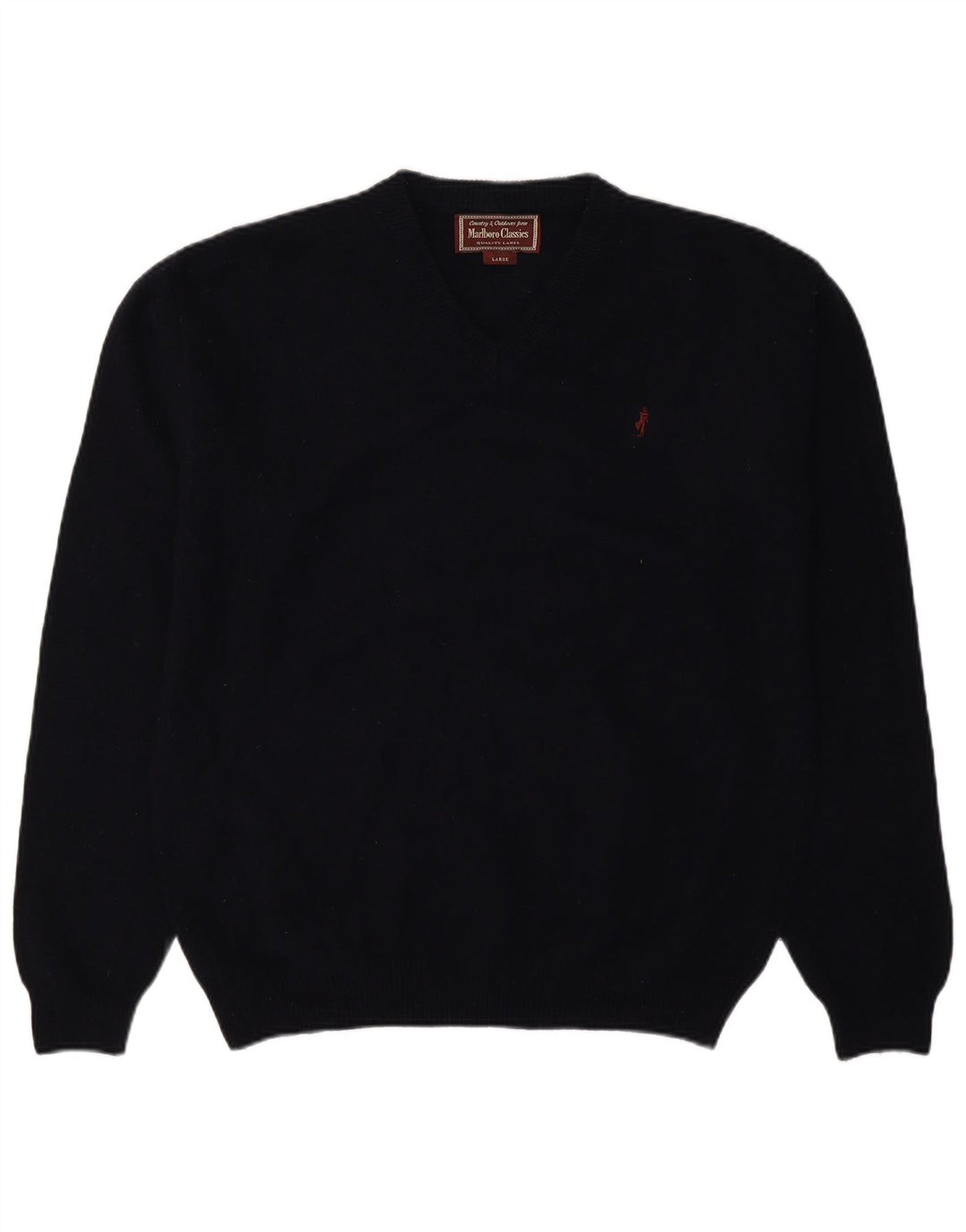 Marlboro Classics Herre V-hals sweater Stor marineblå uld