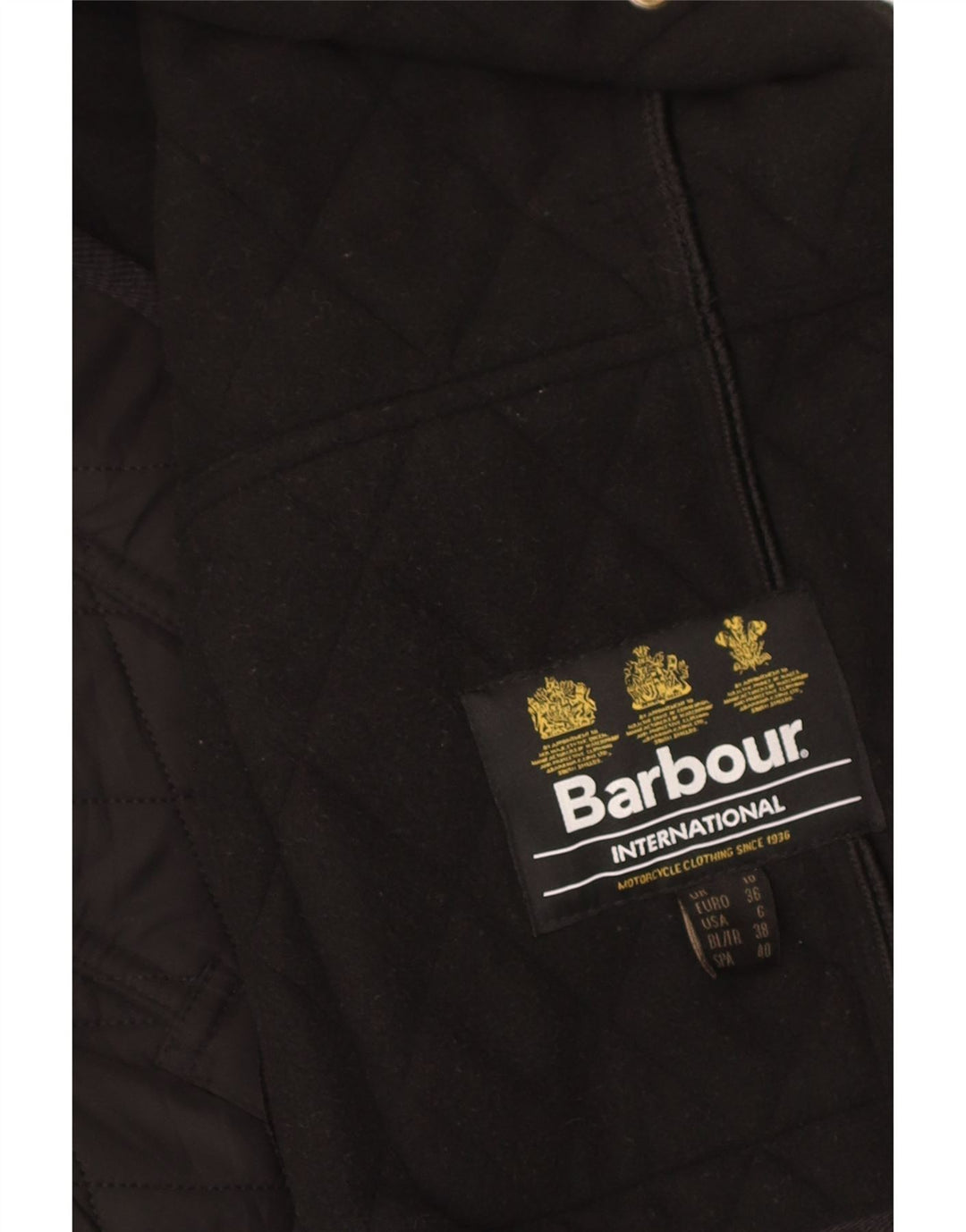 Barbour Militær quiltet jakke til kvinder DK 10 Lille sort polyester