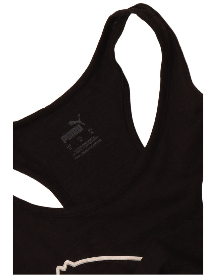 Puma Dame Asymmetrisk Grafisk Vest Top UK 14 Medium Sort