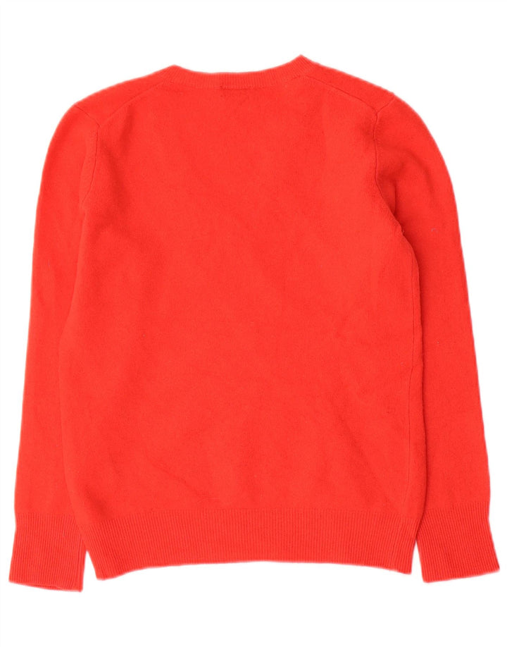 Benetton Dame V-hals sweater UK 12 Medium Rød Uld