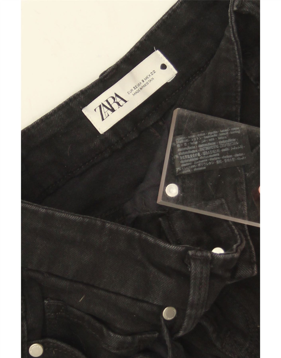 Zara Dame Flared Jeans EU 32 2XS W22 L28 Sort Bomuld