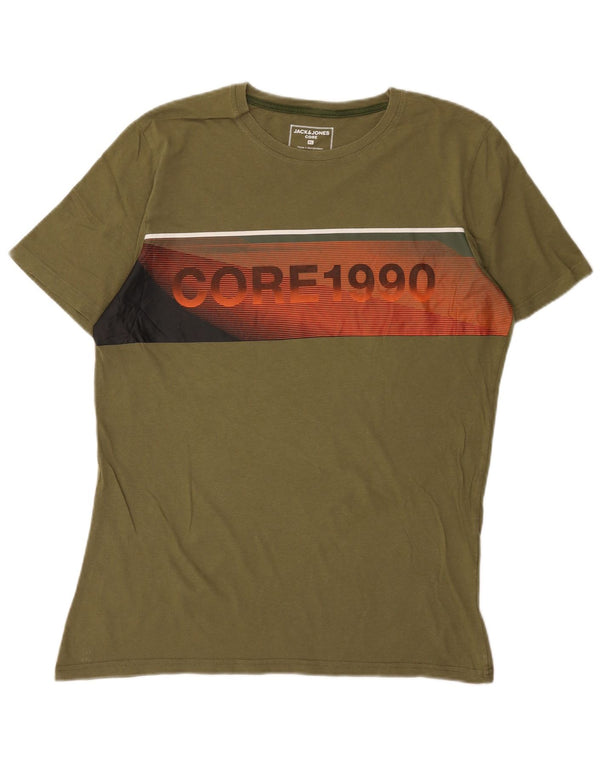 Jack & Jones Herre grafisk T-shirt Top XL Khaki Bomuld