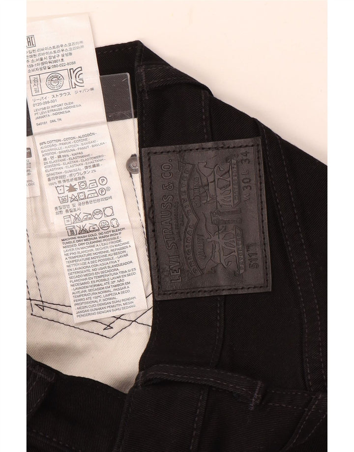 LEVI'S Herre 511 Slim Jeans W30 L34 Sort Bomuld