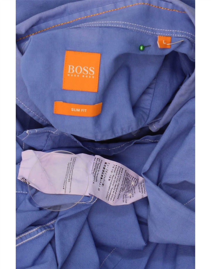 Hugo Boss Herre Slim Fit Skjorte Stor Blå Bomuld
