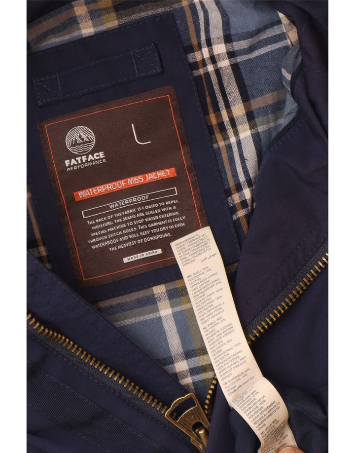 Fat Face Herre Hooded Utility Jacket UK 40 Large Navy Blue Polyester