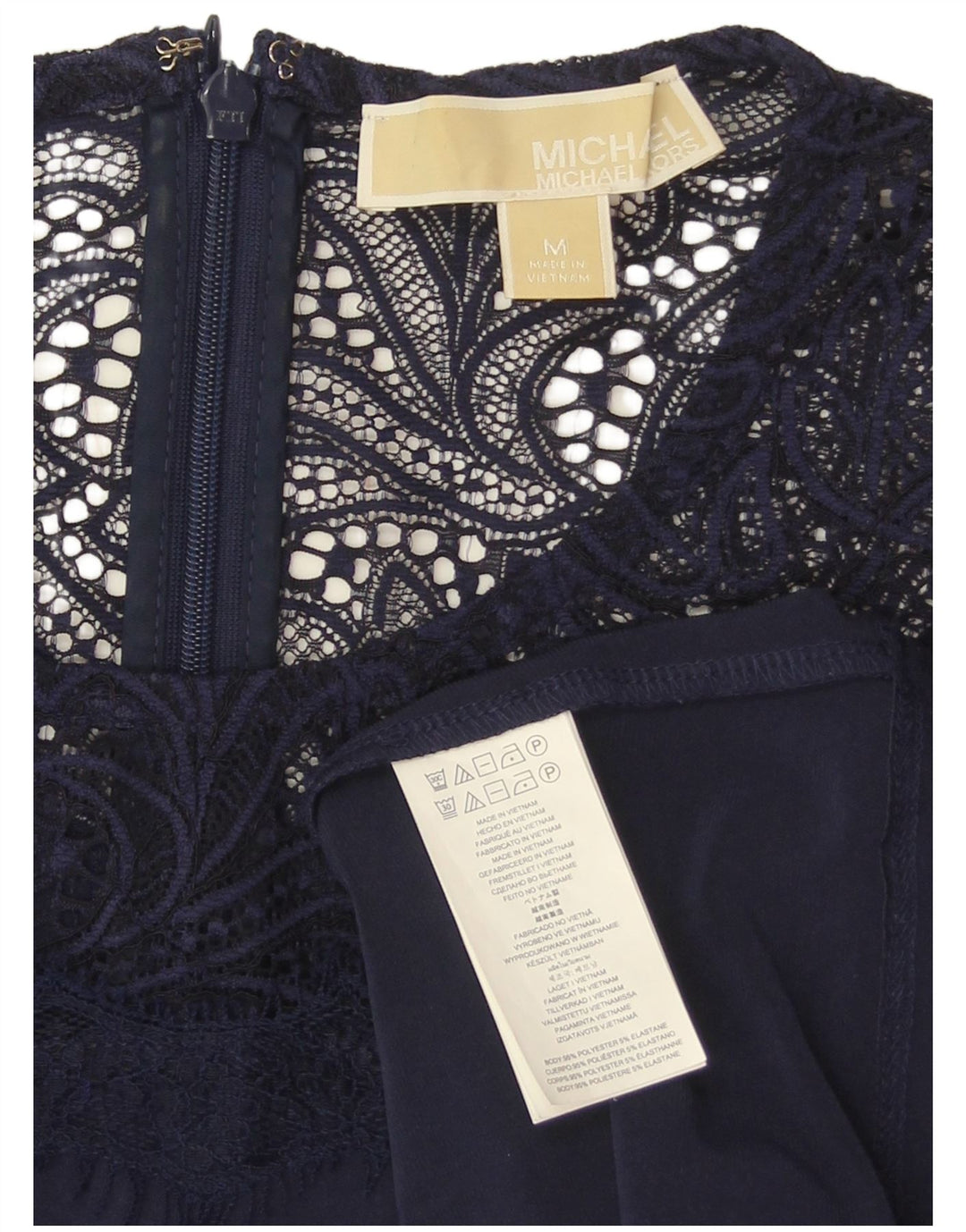 MICHAEL KORS Dame Top 3/4 ærmer UK 14 Medium Navy Blue Polyester