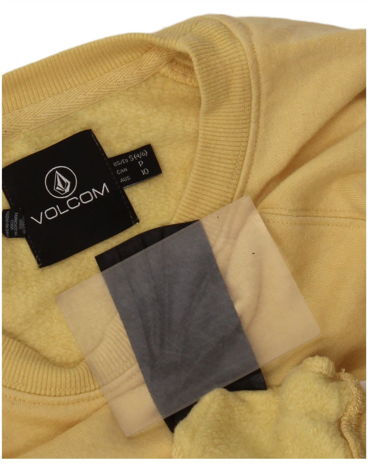 Volcom Womens Grafisk Oversized Sweatshirt Jumper US 4/6 Small Yellow