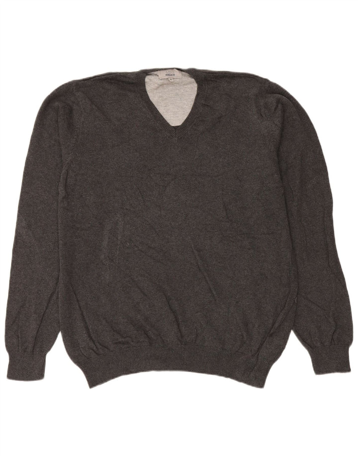 Marks & Spencer Herre Regular Fit V-hals sweater XL Grå bomuld
