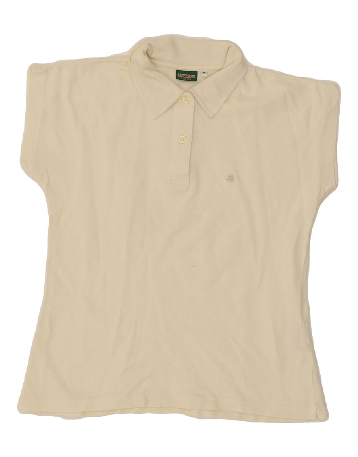INVICTA Womens Polo Shirt UK 12 Medium Off White Cotton Vintage Invicta and Second-Hand Invicta from Messina Hembry 