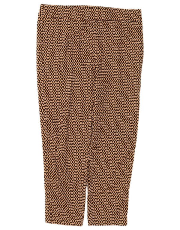 Marks & Spencer Dame Cropped Trousers UK 10 Small W32 L24 Brun Geometrisk