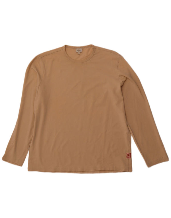 CALVIN KLEIN JEANS Dame Top Langærmet UK 18 XL Beige Bomuld