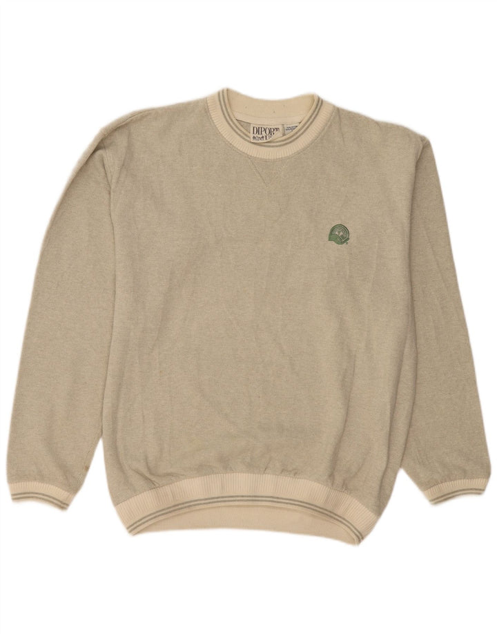 Vintage sweatshirt til mænd, stor beige bomuld