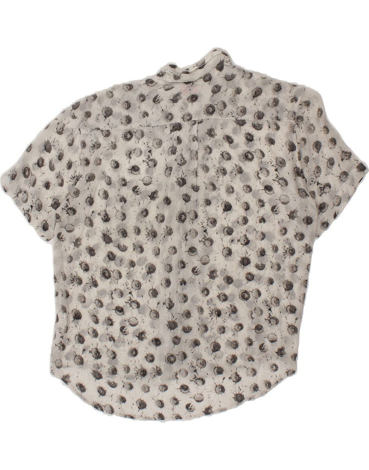 STEFANEL Womens See Through Short Sleeve Shirt Blouse UK 14 Medium Grey Vintage Stefanel and Second-Hand Stefanel from Messina Hembry 