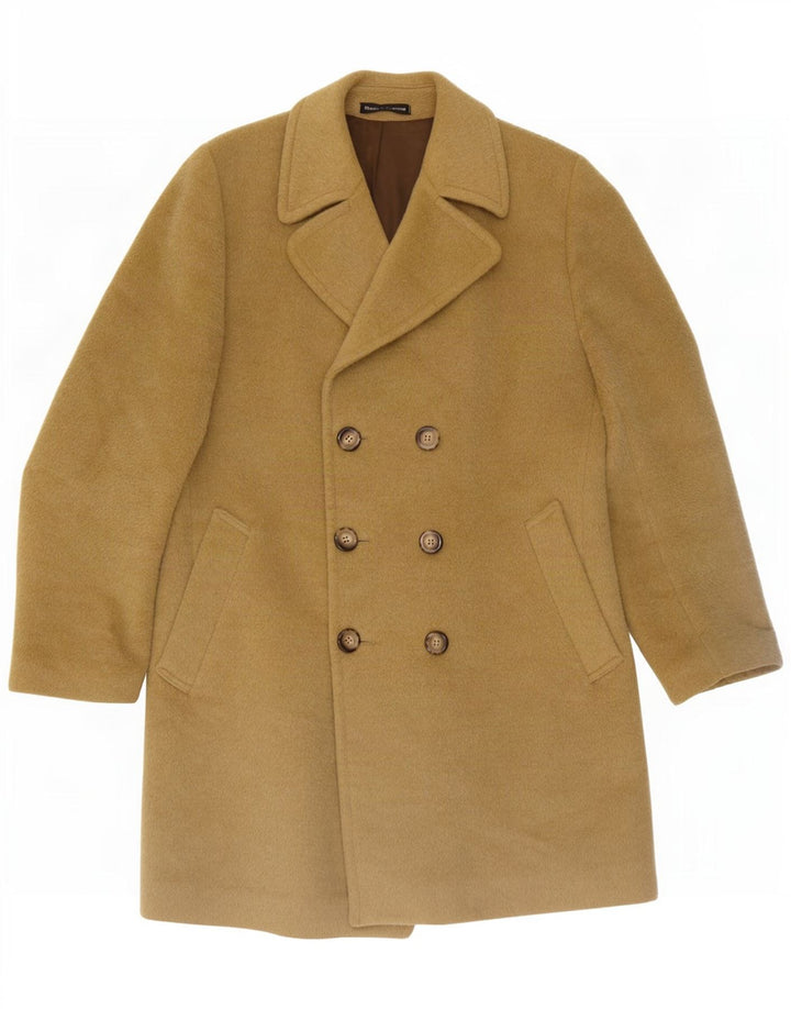 Dhobi Herre Dobbeltradet Frakke UK 38 Medium Khaki Wool