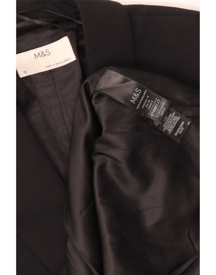 Marks & Spencer Dame 1 Knap Blazer Jakke UK 12 Medium Sort Polyester