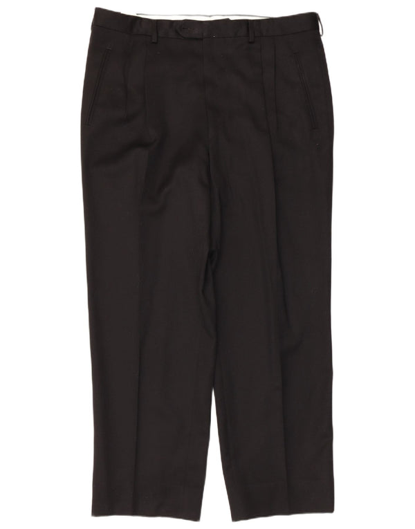 Daniel Hechter Mens Pegged Suit Trousers IT 56 3XL W38 L28 Black Wool