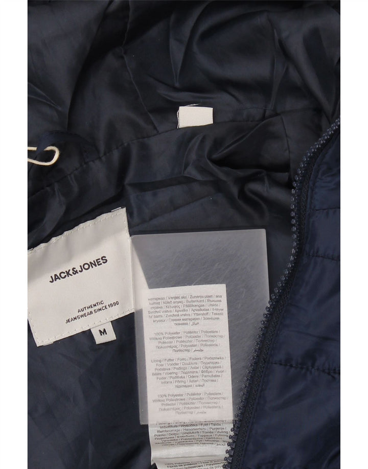 JACK & JONES Herre hættepolstret jakke UK 38 Mellem marineblå polyester