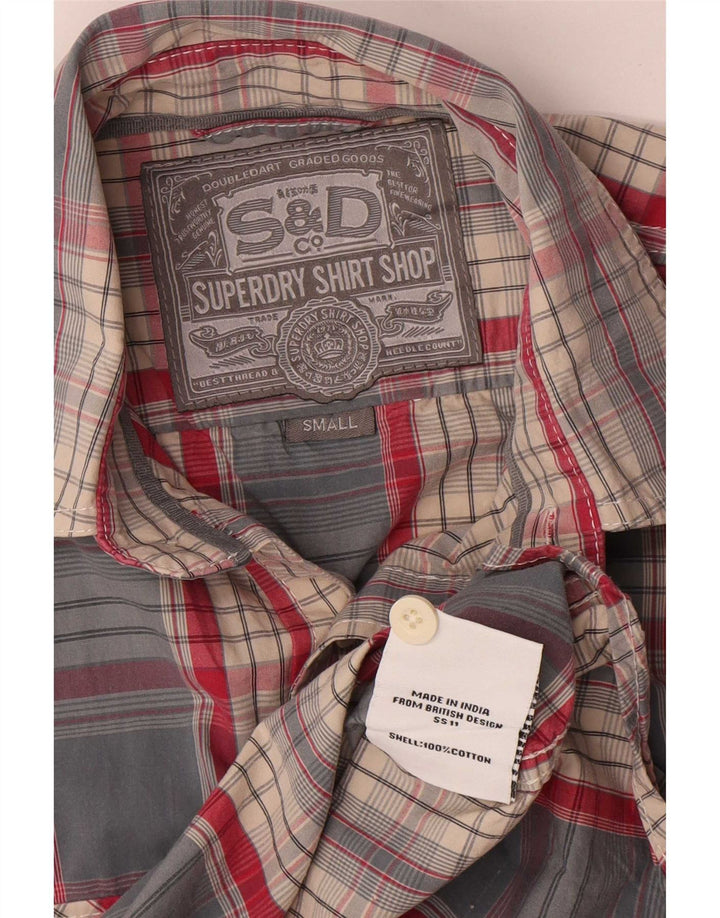 Superdry kortærmet herreskjorte lille blå ternet bomuld
