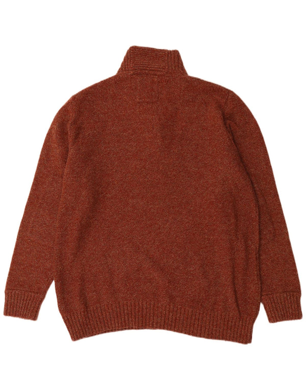 Timberland Mens Zip Neck Jumper Sweater 3XL Brun Flecked Lammeuld