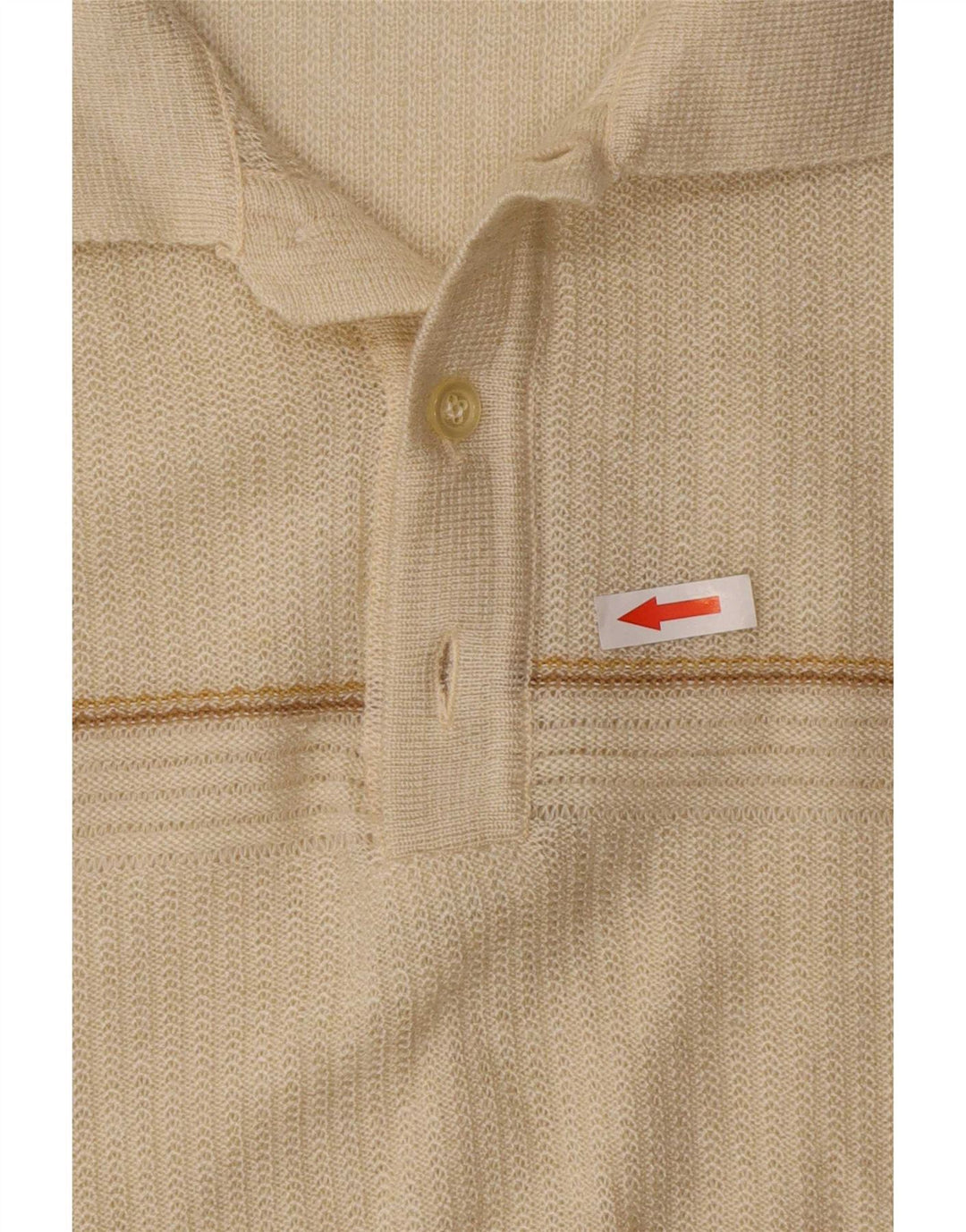 Vintage poloskjorte til mænd Medium Beige Stribet polyakryl