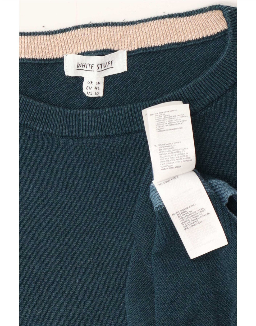 White Stuff Dame Jumper Sweater UK 14 Large Blue Colourblock