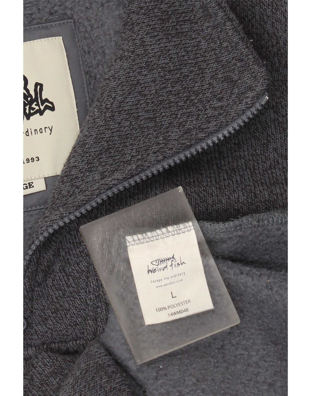 Weird Fish Herre Zip Neck Sweatshirt Jumper Large Grå Flecked Polyester