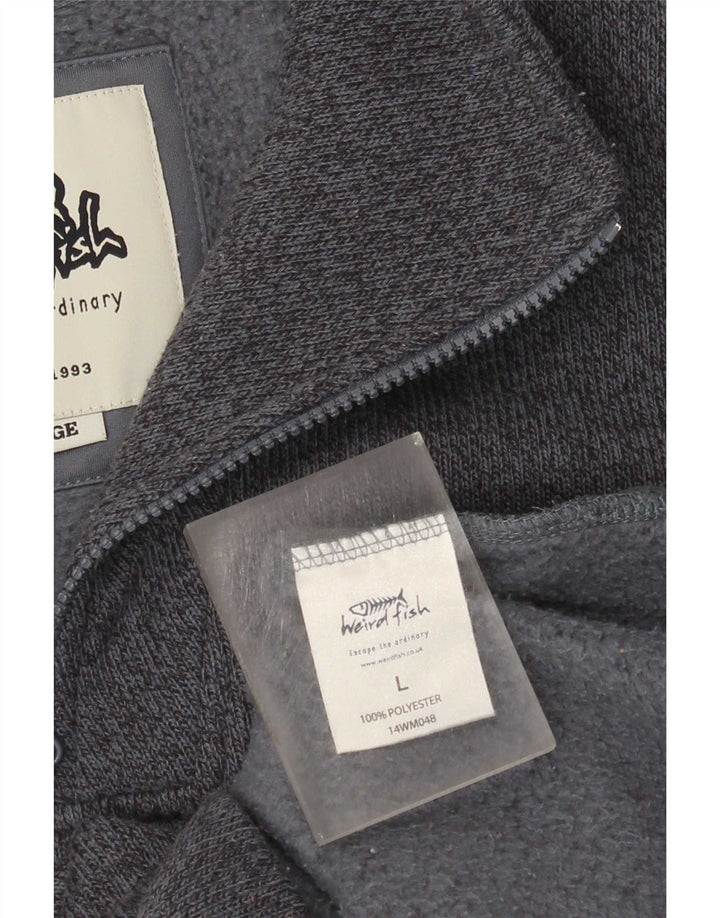 Weird Fish Herre Zip Neck Sweatshirt Jumper Large Grå Flecked Polyester