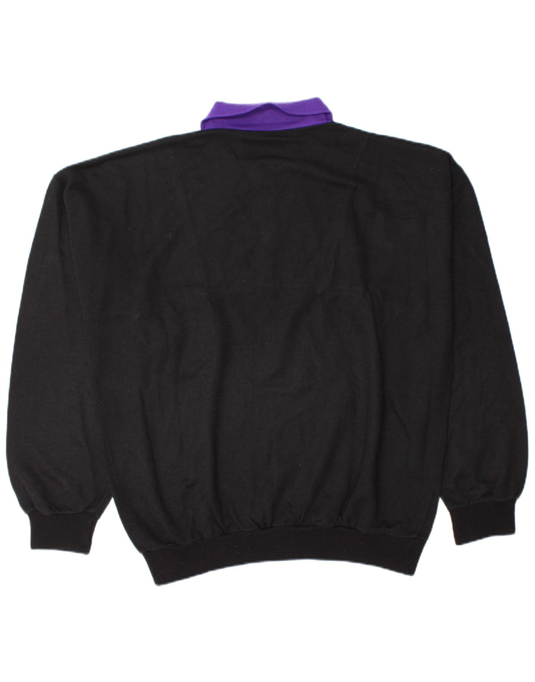 Vintage Polo-hals sweatshirt til mænd Medium Sort Colourblock