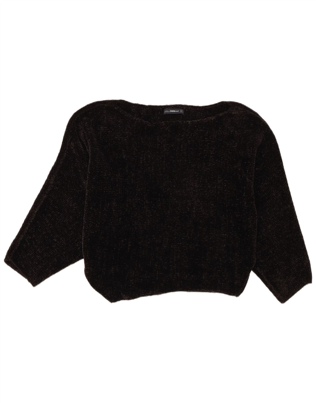 Zara Dame Oversized Boat Neck Jumper Sweater UK 10 Small Black Polyester