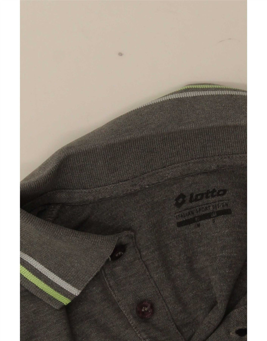 Lotto Mens Long Sleeve Polo Shirt Small Grey Striped