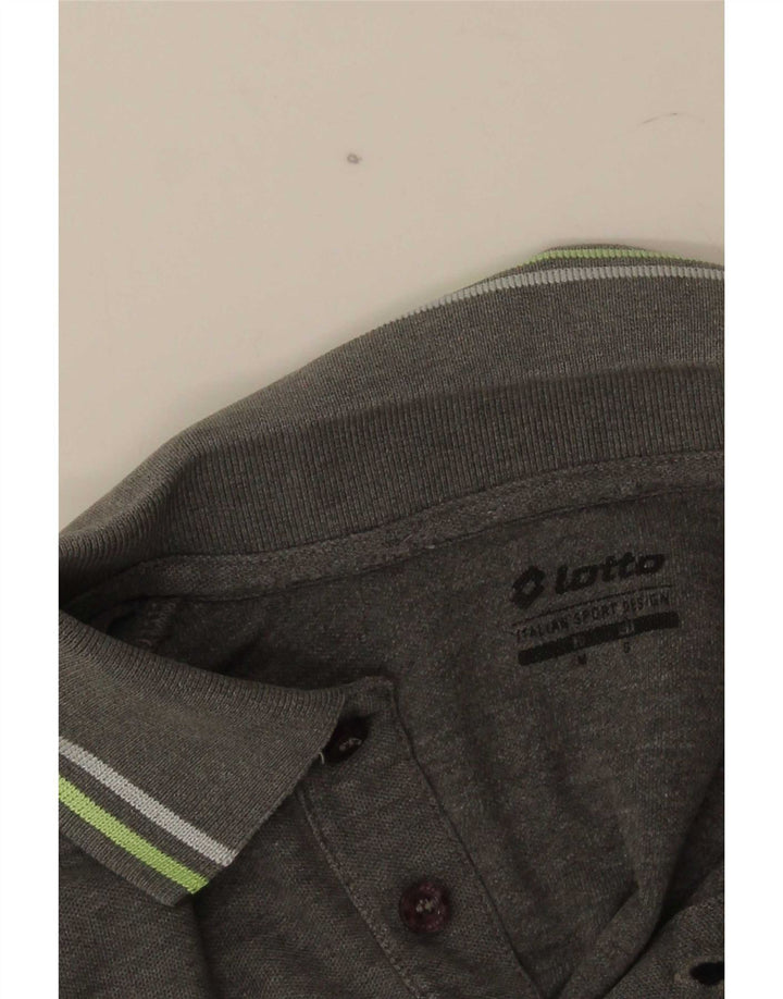 Lotto Mens Long Sleeve Polo Shirt Small Grey Striped