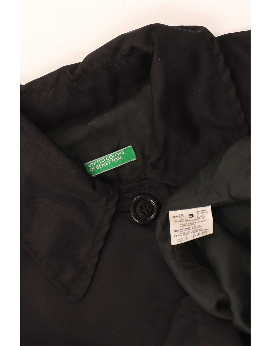Benetton Womens Oversized Overfrakke UK 10 Lille sort polyamid
