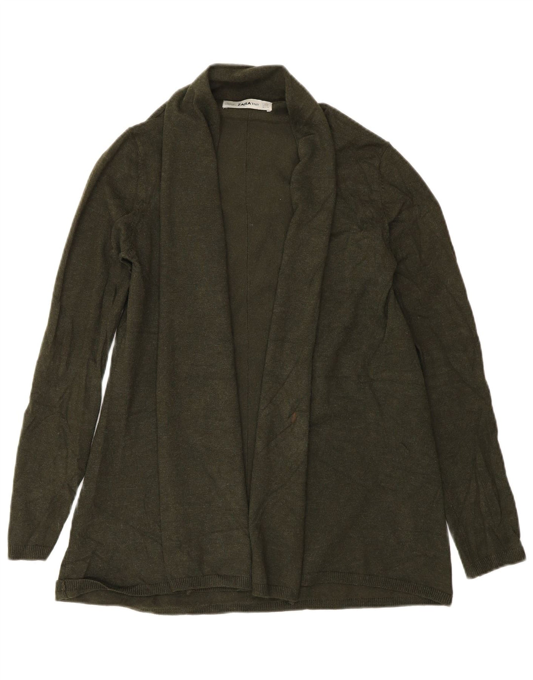 Zara Womens Open Cardigan Sweater UK 12 Medium Green Viscose
