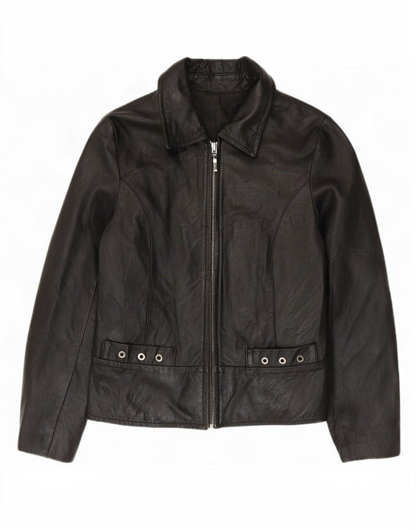 Vintage dame læderjakke IT 42 Medium Sort