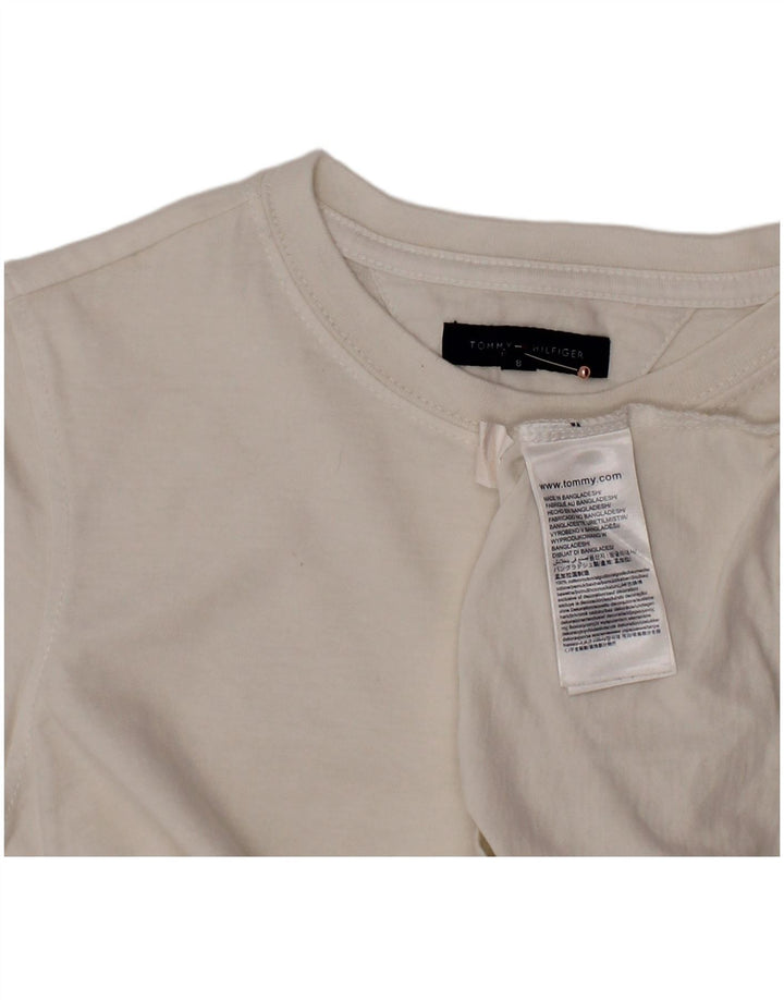TOMMY HILFIGER Drenge T-Shirt Top 7-8 år Hvid Bomuld
