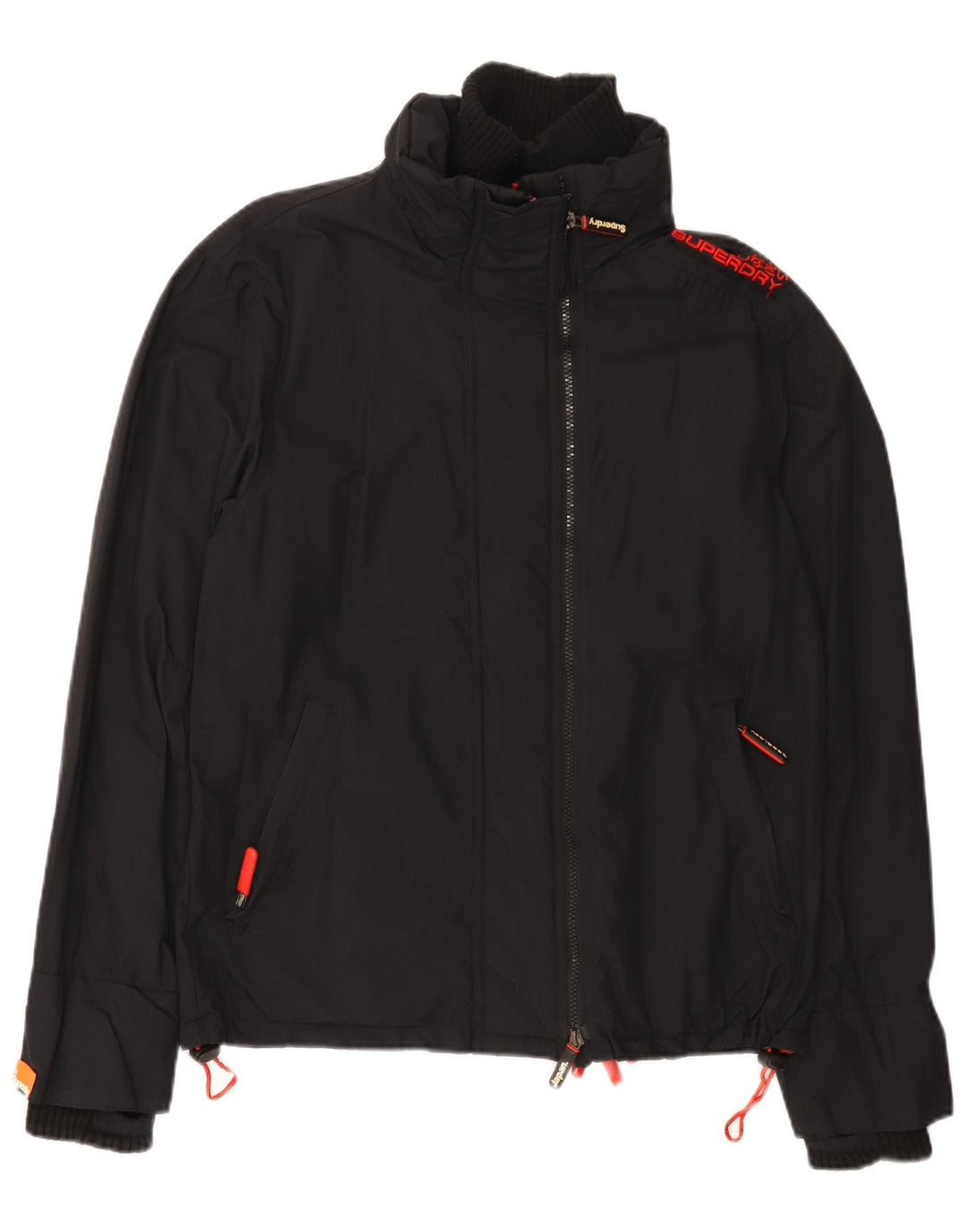 Superdry Dame Windcheater Grafisk Windbreaker Jacket UK 16 Large Black