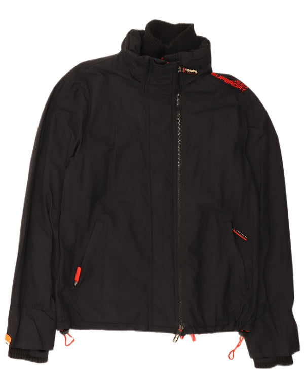 Superdry Dame Windcheater Grafisk Windbreaker Jacket UK 16 Large Black