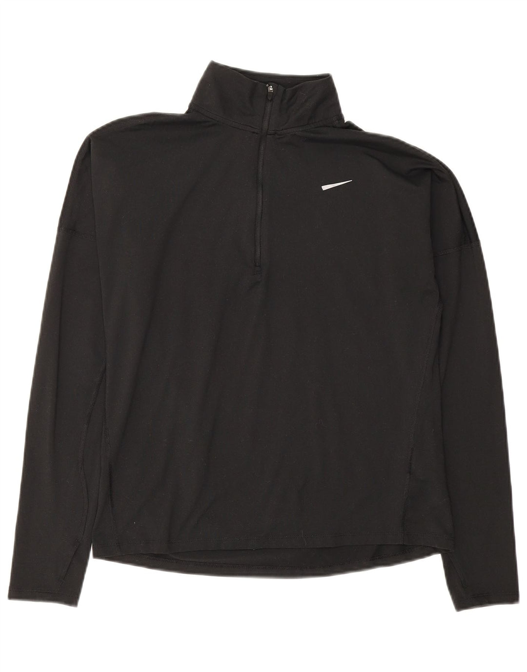 Nike Dame Dri Fit Pullover med lynlås-hals Træningsdragt Top UK 10 Lille Sort