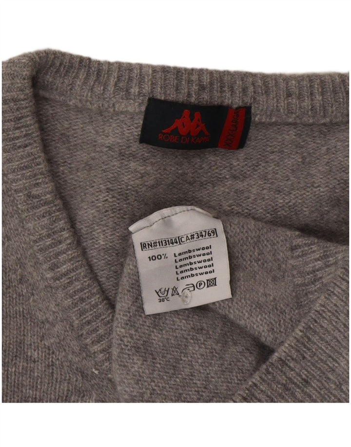 Kappa Herre V-hals sweater 3XL Grå Flecked Lammeuld