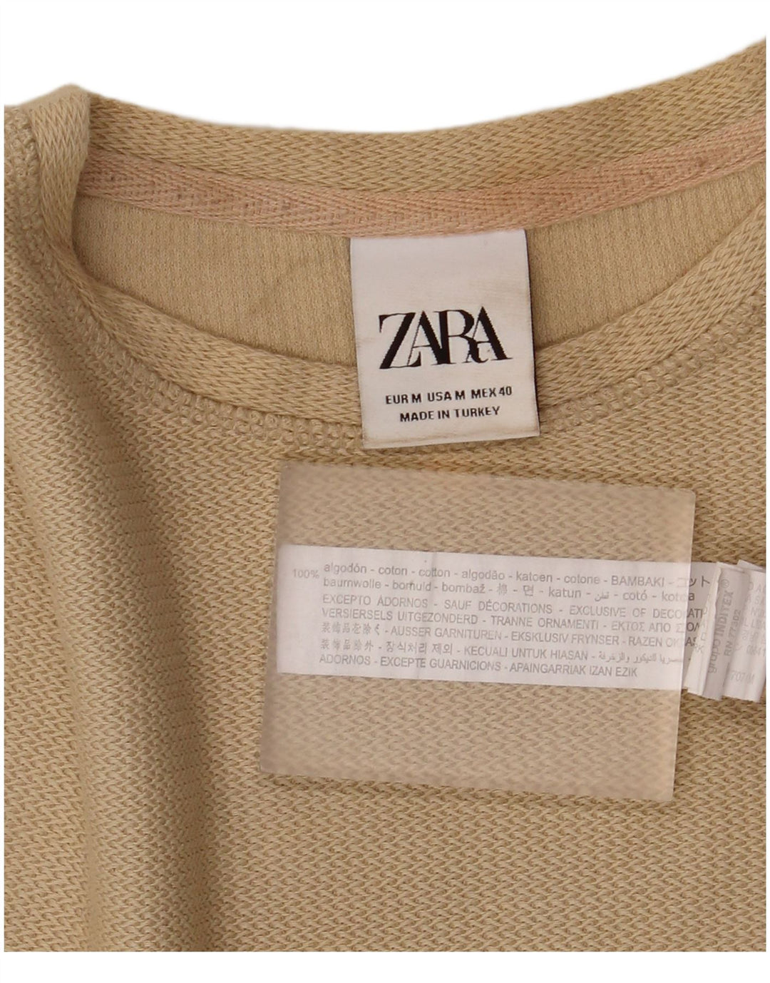 Zara Herre T-Shirt Top Medium Khaki Bomuld