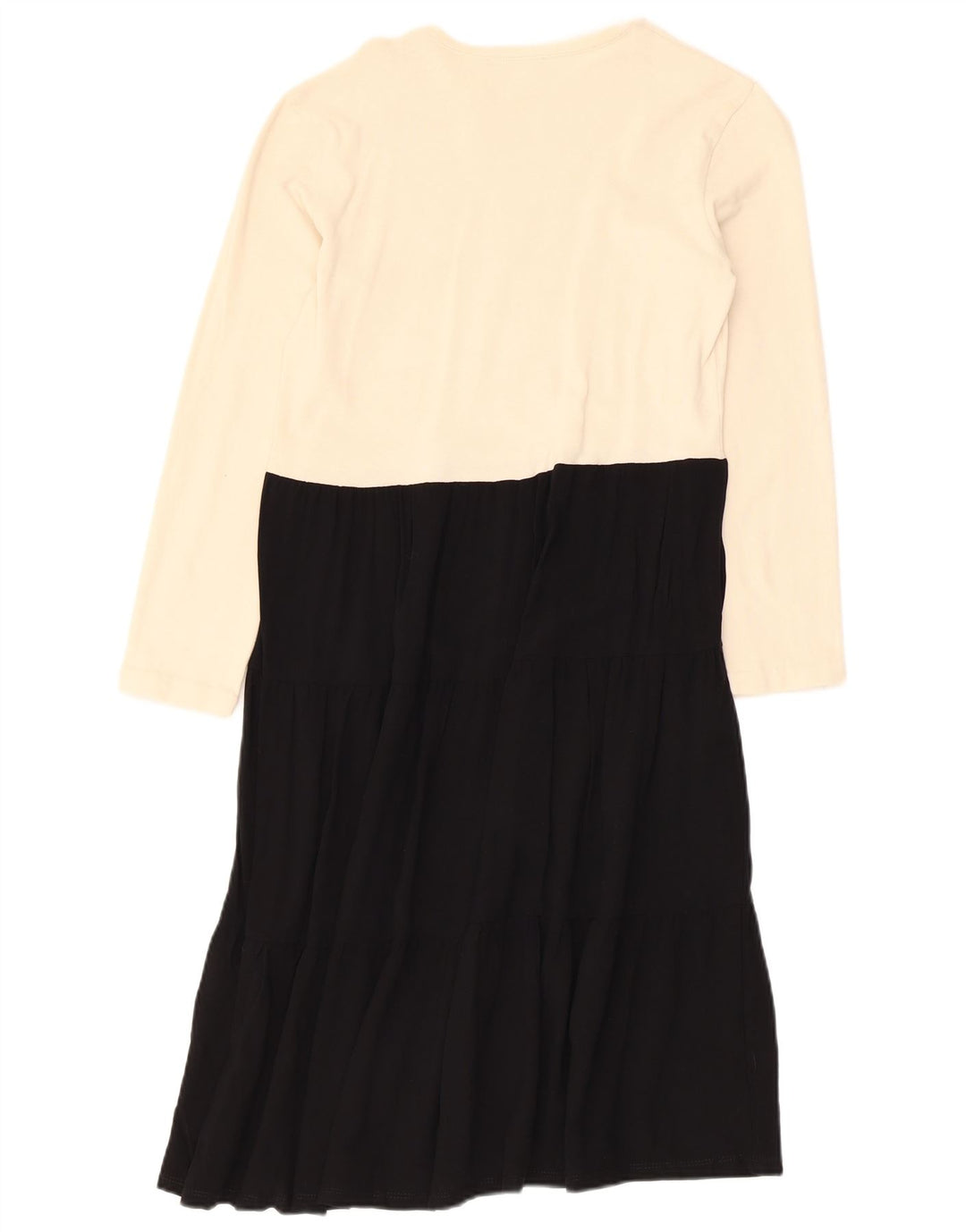 Zara Dame Langærmet A-Line Kjole UK 12 Medium White Colourblock