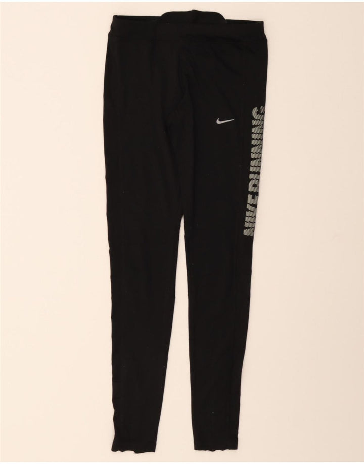 NIKE Womens Graphic Leggings UK 8 Small Black Polyester Vintage Nike and Second-Hand Nike from Messina Hembry 