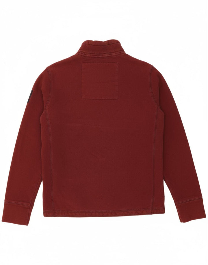 SUPERDRY Mens Button Neck Sweatshirt Jumper Medium Burgundy Cotton