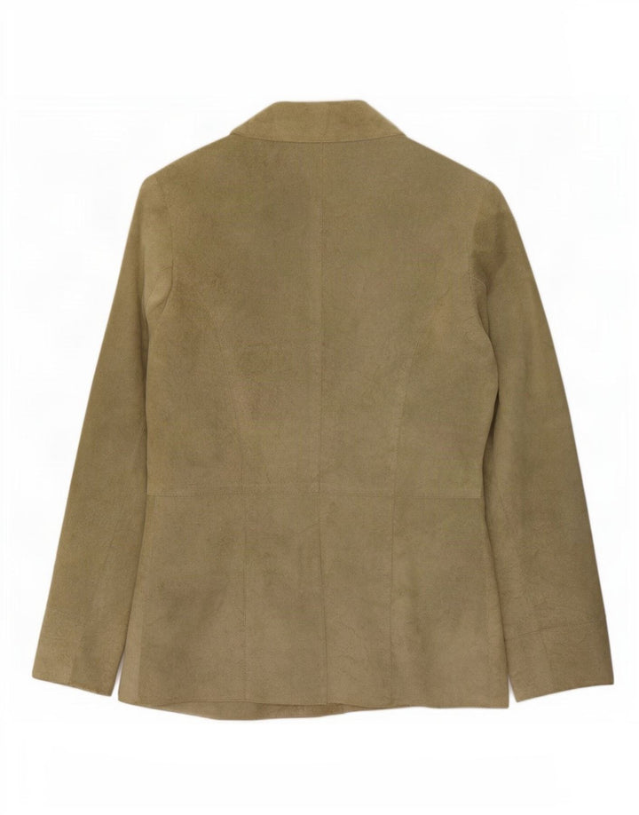 Olsen Dame 3 Button Ruskind Blazer Jacket UK 8 Small Green Acetate