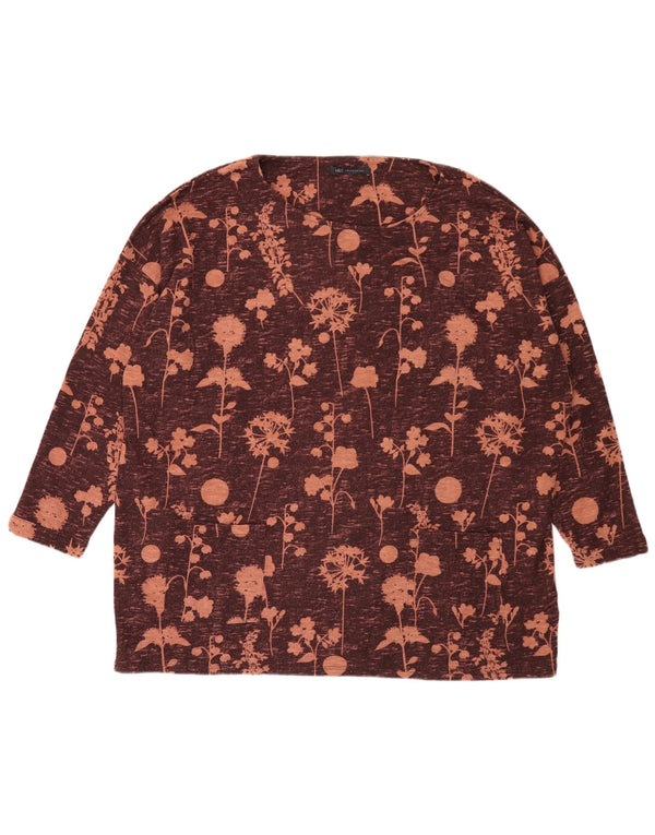 Marks & Spencer Dame Langærmet Tunika Top UK 24 4XL Burgundy Floral