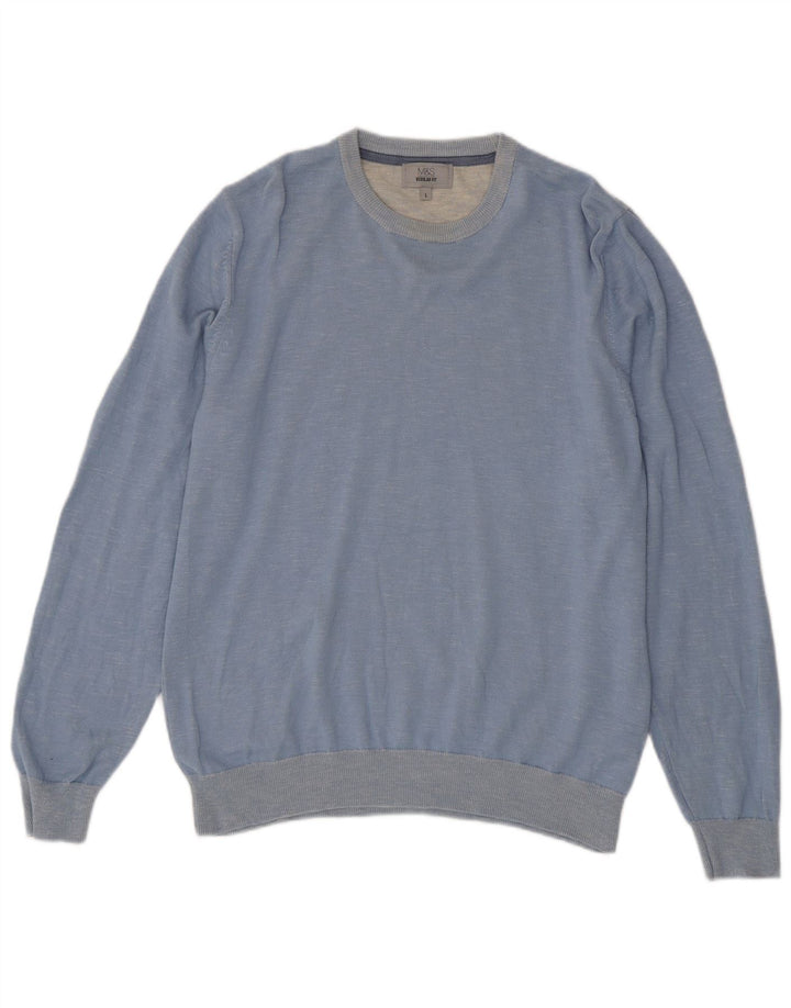 Marks & Spencer Herre sweater med rund hals, stor blå flækket