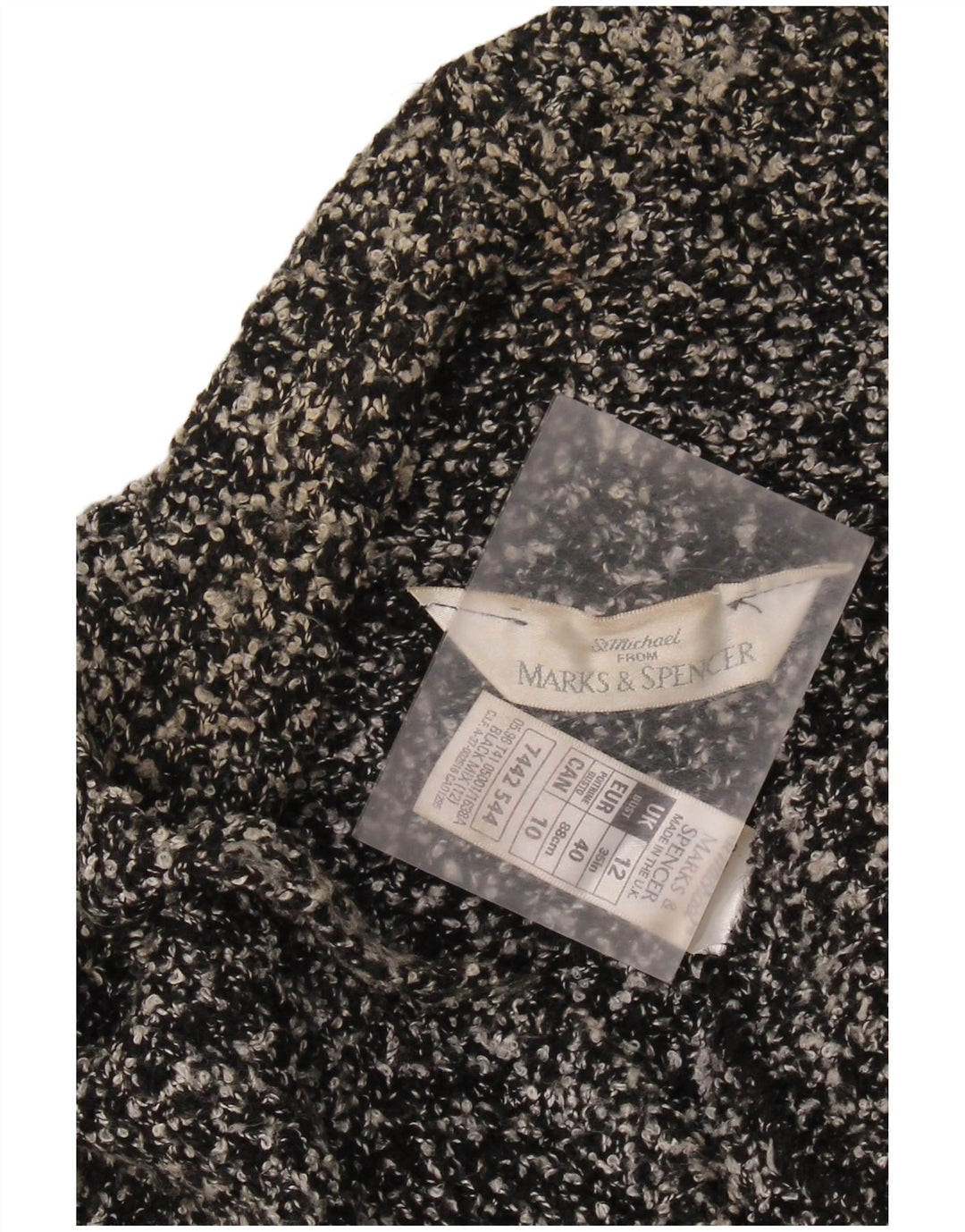 MARKS & SPENCER Dame cardigan sweater UK 12 Medium Black Flecked Acryl