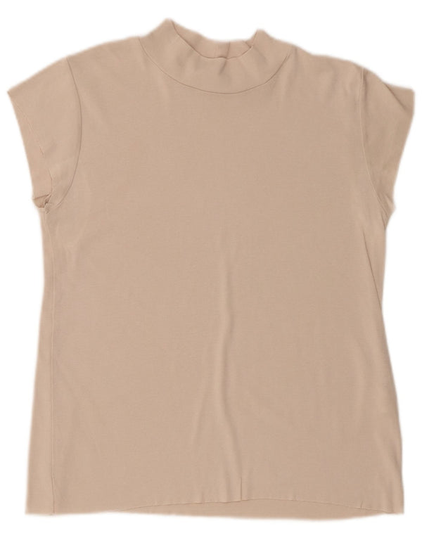 Zara Womens T-Shirt Top UK 12 Medium Beige Cotton