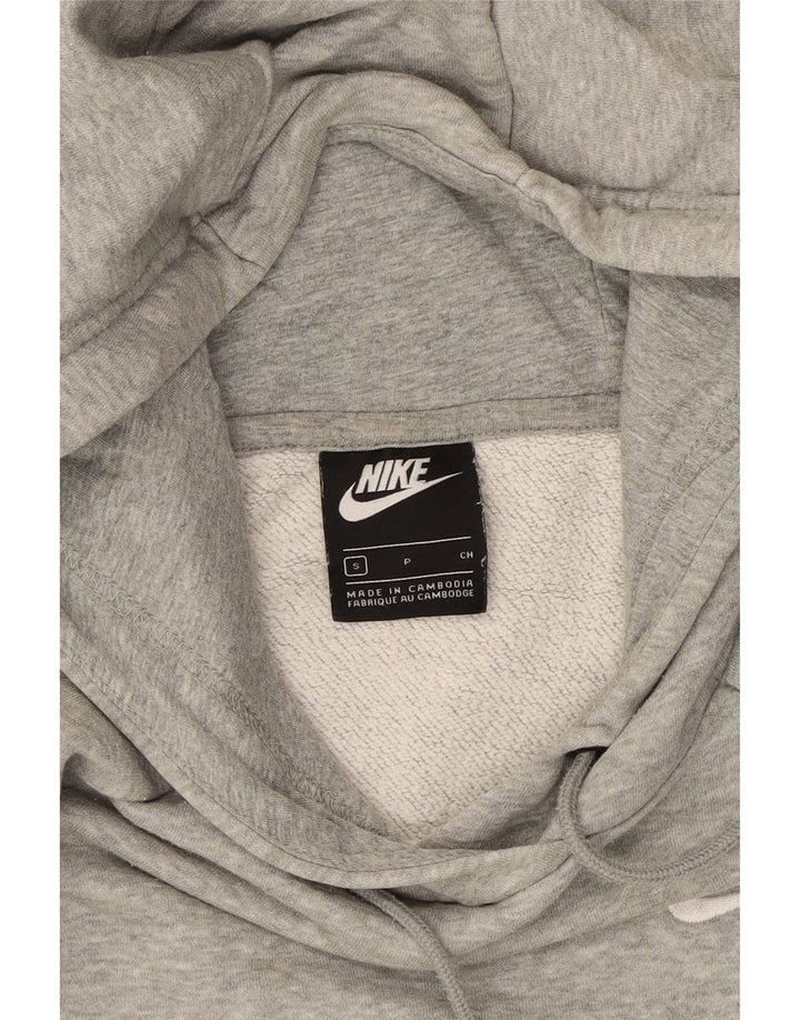 NIKE Womens Oversized Hoodie Jumper UK 10 Small Grey Cotton
