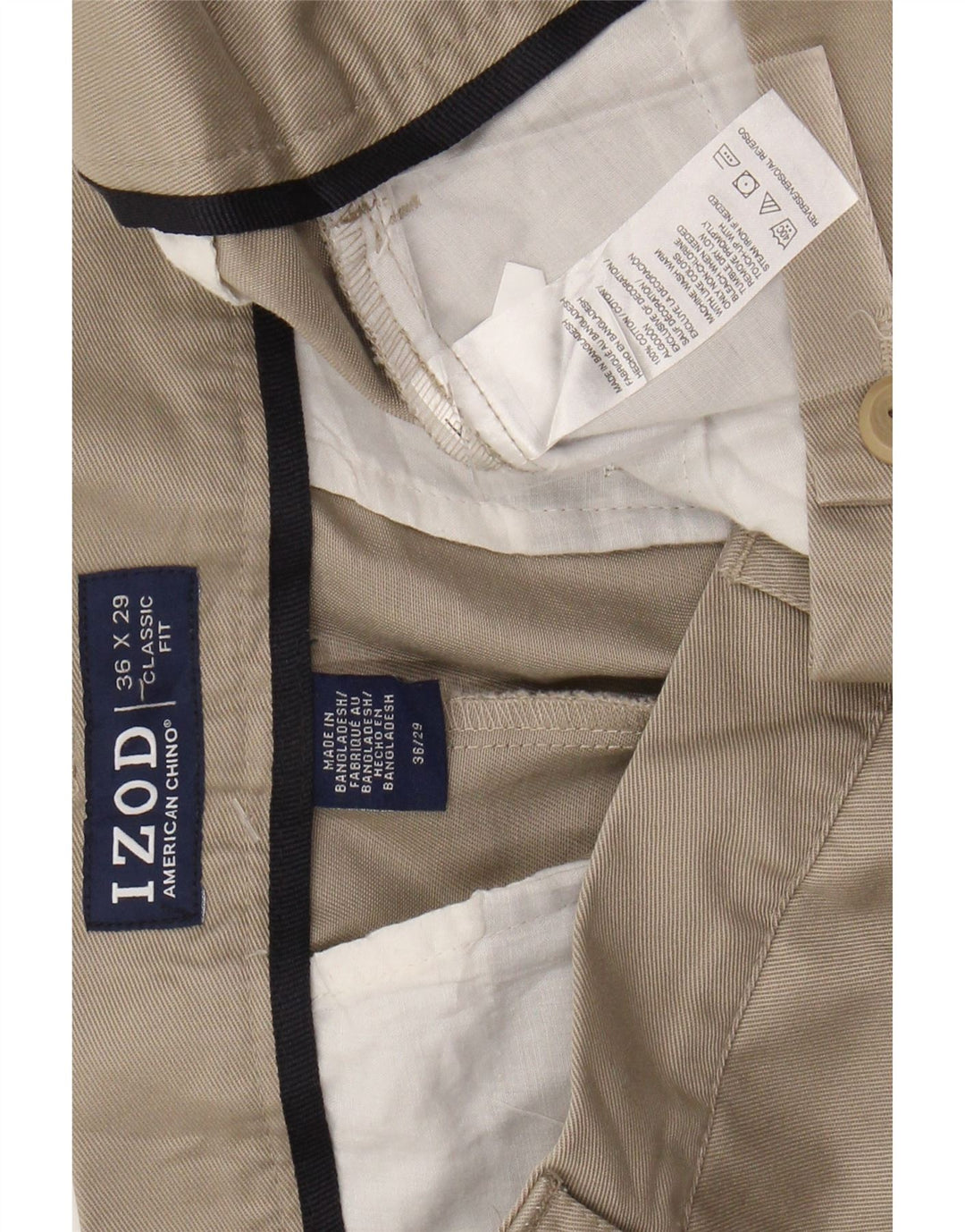 IZOD Herre Classic Fit Straight Chino Bukser W36 L29 Beige Bomuld